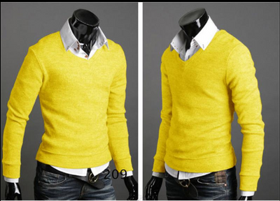 Suéter Cuello V Retro Británico Ajustado para Hombre - Prenda Versátil Otoño/Primavera - Image 6