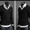 Suéter Cuello V Retro Británico Ajustado para Hombre - Prenda Versátil Otoño/Primavera