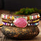 Pulsera Tejida de Rodonita Natural para Mujer