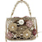 Bolso Tipo Saco con Perlas y Diamantes en Diseño Floral