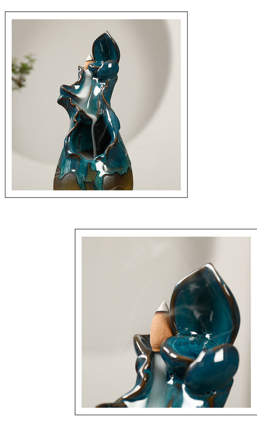 Quemador de Aromaterapia Reflujo Cerámica Loto Verde - Difusor Decorativo - Image 7