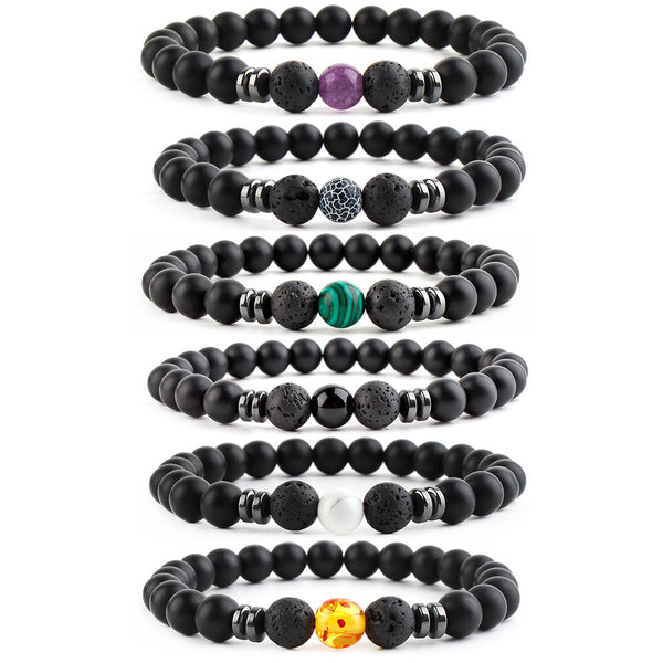 Pulsera de Chakras con Cuentas de Piedra 8mm para Yoga y Meditación