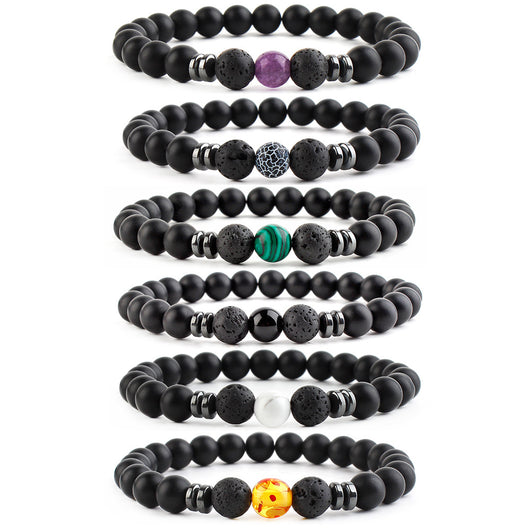 Pulsera de Chakras con Cuentas de Piedra 8mm para Yoga y Meditación