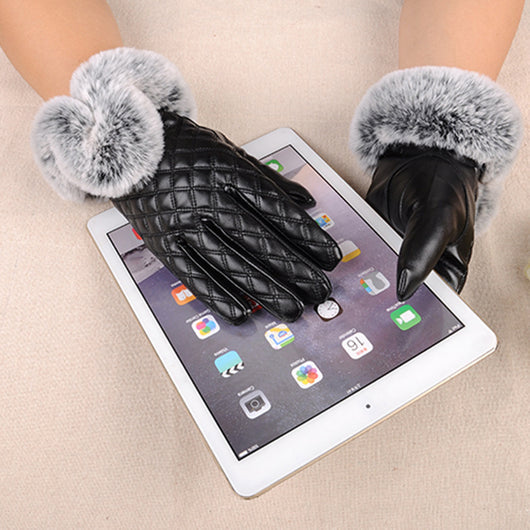Guantes de Invierno con Pompón de Piel Sintética y Pantalla Táctil