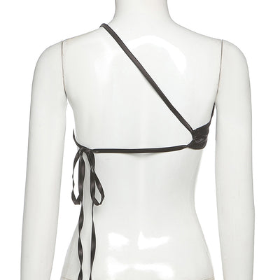 Top Halter de Encaje Irregular Sexy Ajustado Multiuso - Image 15