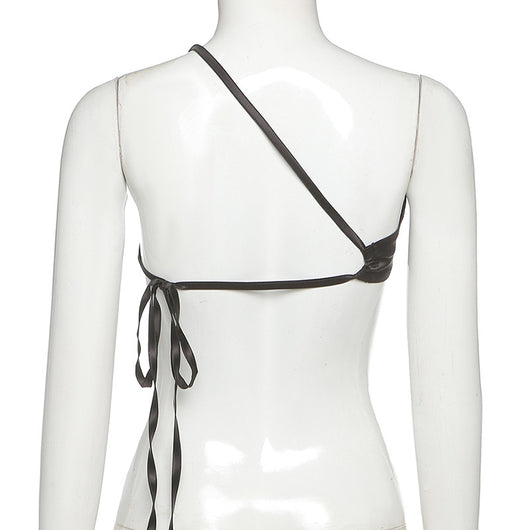 Top Halter de Encaje Irregular Sexy Ajustado Multiuso - Image 15