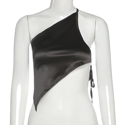 Top Halter de Encaje Irregular Sexy Ajustado Multiuso - Image 19
