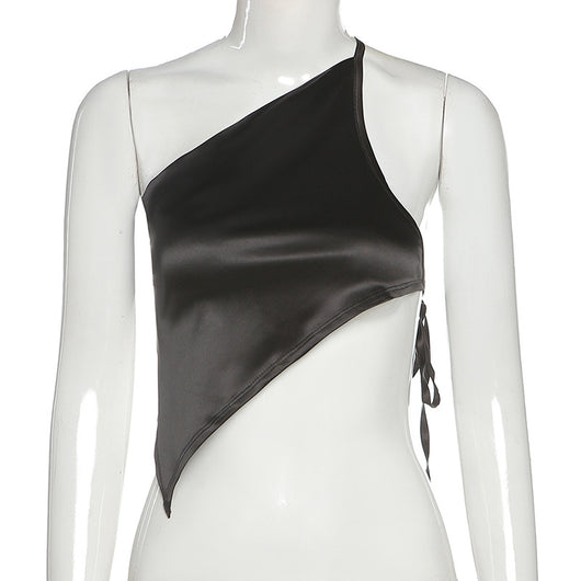 Top Halter de Encaje Irregular Sexy Ajustado Multiuso - Image 19