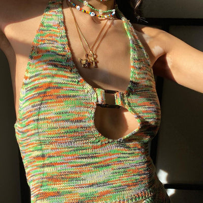 Conjunto Tejido Halter Sexy de Dos Piezas - Image 4