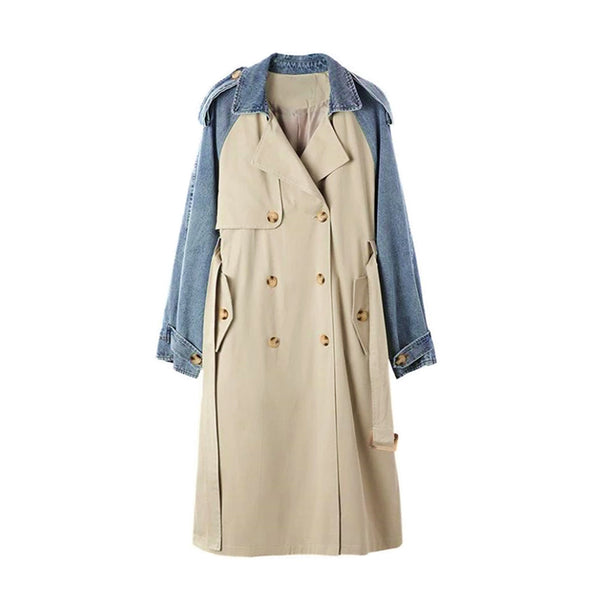 Abrigo Cortaviento Largo Mujer Cintura Suelta Casual Tendencia