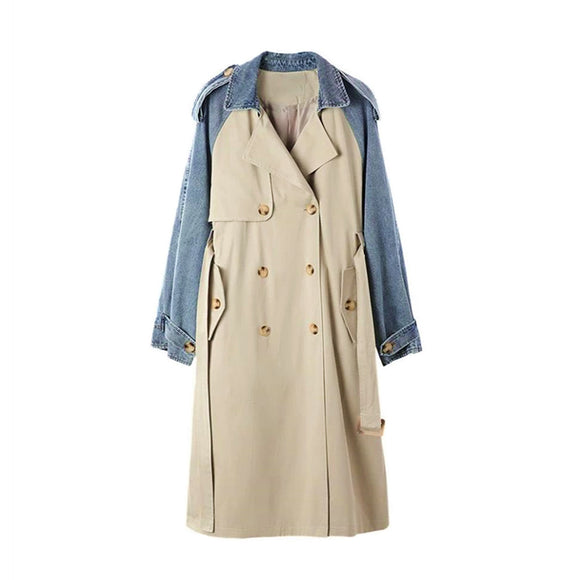 Abrigo Cortaviento Largo Mujer Cintura Suelta Casual Tendencia