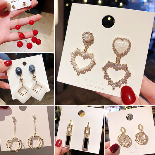 Aretes Largos Colgantes de Cristal para Mujer - Diseño Elegante y Sofisticado