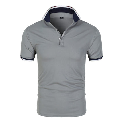 Polo Manga Corta Hombre Color Sólido con Cuello - Image 2