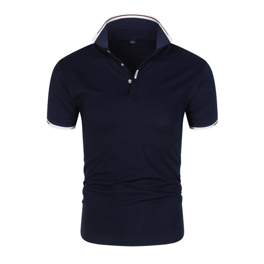 Polo Manga Corta Hombre Color Sólido con Cuello - Image 4