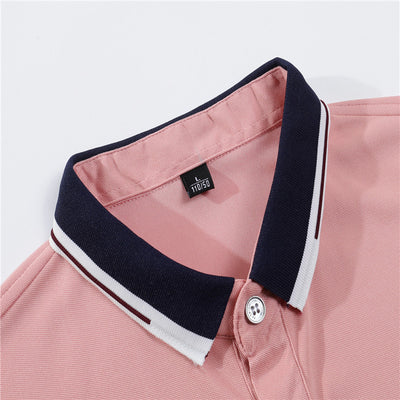 Polo Manga Corta Hombre Color Sólido con Cuello - Image 6