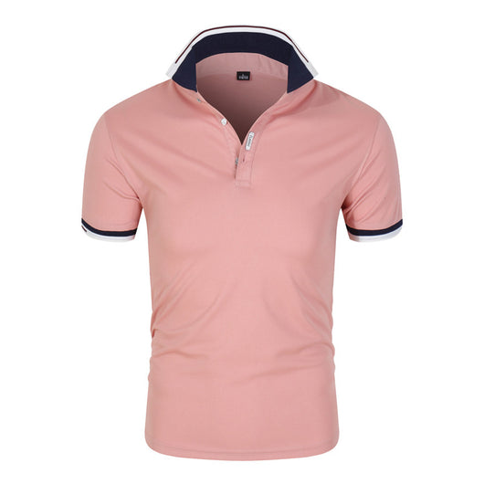 Polo Manga Corta Hombre Color Sólido con Cuello - Image 3