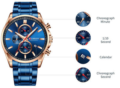 Reloj de Hombre Deportivo Acuático con Calendario y Correa de Acero - Image 10