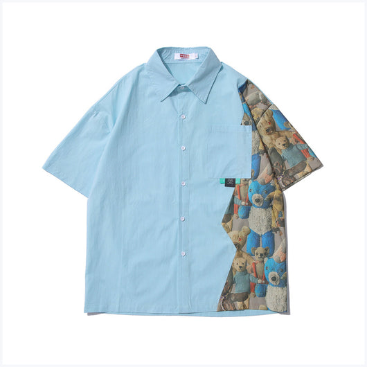 Playera de Algodón Estampada Stitching Tide - Cómoda y Versátil para Hombre y Mujer - Image 9