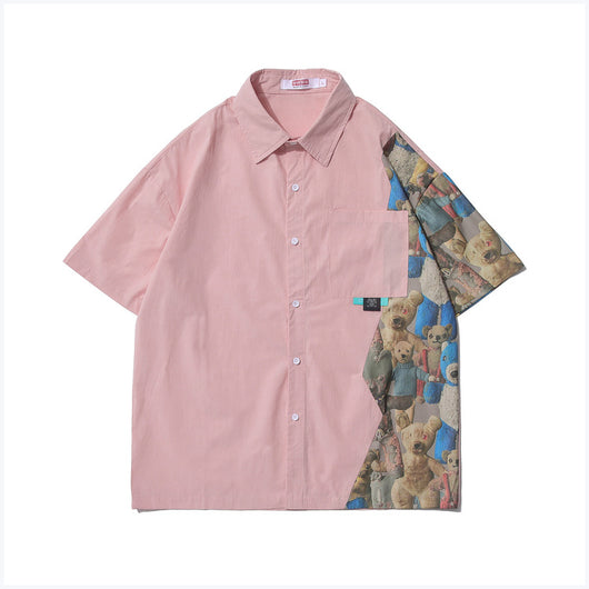 Playera de Algodón Estampada Stitching Tide - Cómoda y Versátil para Hombre y Mujer - Image 2