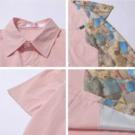 Playera de Algodón Estampada Stitching Tide - Cómoda y Versátil para Hombre y Mujer - Image 6