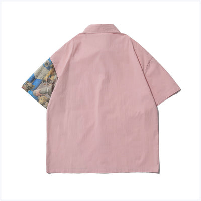 Playera de Algodón Estampada Stitching Tide - Cómoda y Versátil para Hombre y Mujer - Image 5