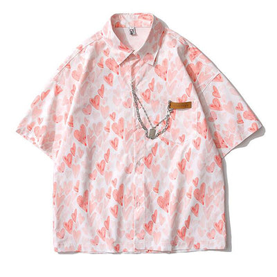 Playera Holgada Estampado All Over Love para Parejas - Moda Verano Unisex - Image 8