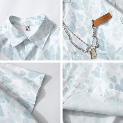 Playera Holgada Estampado All Over Love para Parejas - Moda Verano Unisex - Image 10