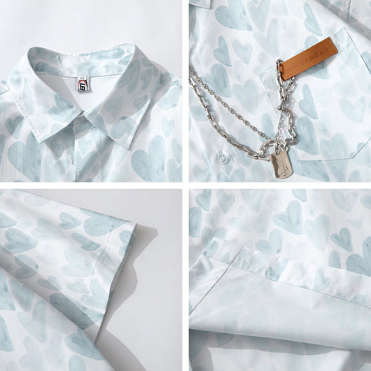 Playera Holgada Estampado All Over Love para Parejas - Moda Verano Unisex - Image 10