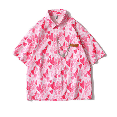 Playera Holgada Estampado All Over Love para Parejas - Moda Verano Unisex - Image 3