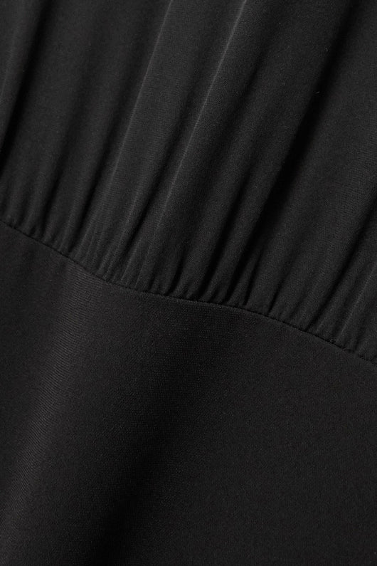 Vestido Negro Elegante sin Mangas con Cuello Redondo y Pliegues para Mujer - Image 5