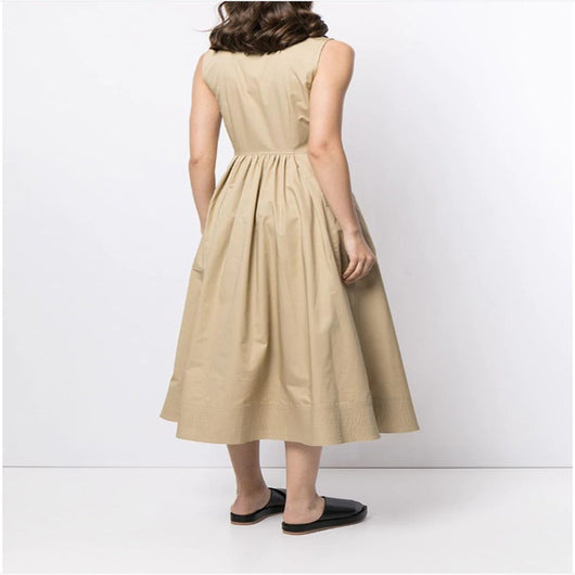 Vestido Bohemio Largo Mujer Sin Mangas Cuello Camisero Bolsillos Amplios Corte Slim - Image 8