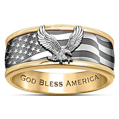 Anillo de Águila Bicolor Chapado en Oro - Joyería Elegante para Hombre - Image 2