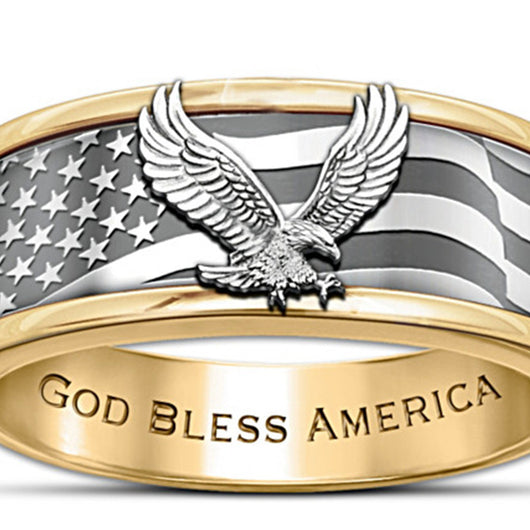 Anillo de Águila Bicolor Chapado en Oro - Joyería Elegante para Hombre - Image 3