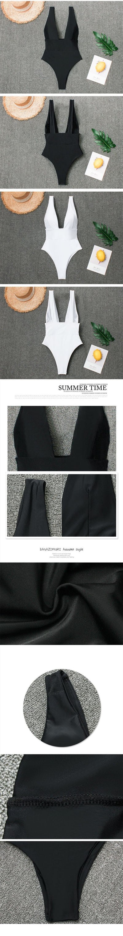 Traje de Baño Enterizo con Escote V, Espalda Descubierta y Cintura Alta - Image 9