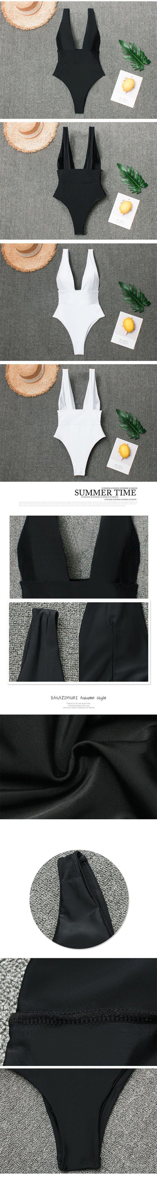 Traje de Baño Enterizo con Escote V, Espalda Descubierta y Cintura Alta - Image 9