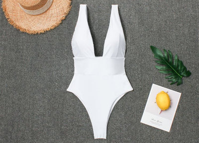 Traje de Baño Enterizo con Escote V, Espalda Descubierta y Cintura Alta - Image 3