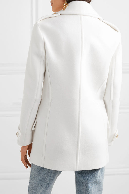 Abrigo de Cachemir Doble Botonadura Blanco Elegante - Image 10