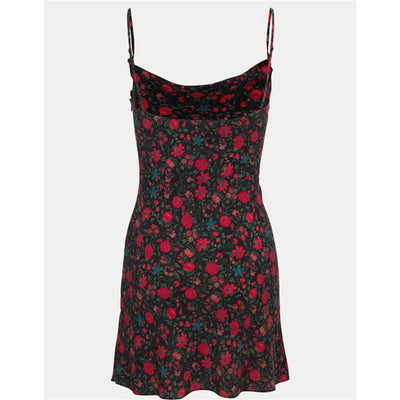 Vestido Camisero de Seda con Estampado Floral y Cuello Envolvente