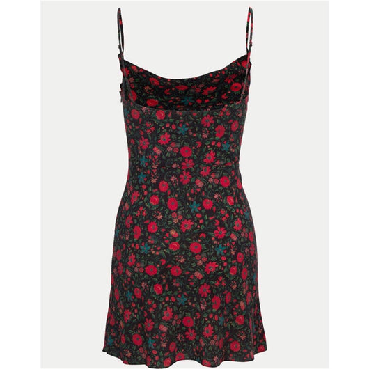 Vestido Camisero de Seda con Estampado Floral y Cuello Envolvente