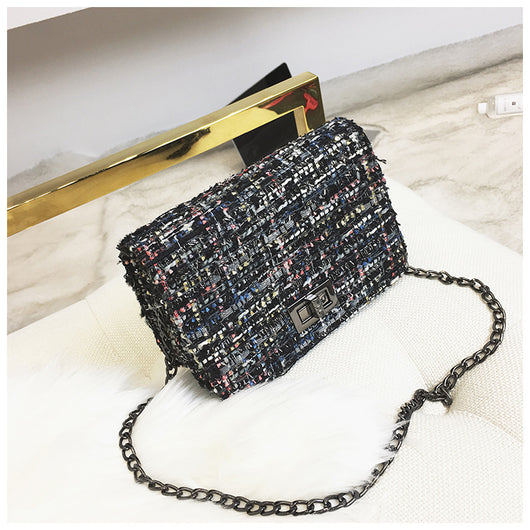 Bolso Mensajero Cuadrado Mini de Lana Coreano Ulzzang con Cadena para Mujer - Image 10