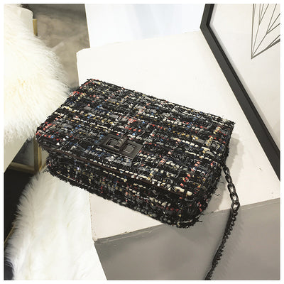 Bolso Mensajero Cuadrado Mini de Lana Coreano Ulzzang con Cadena para Mujer - Image 11