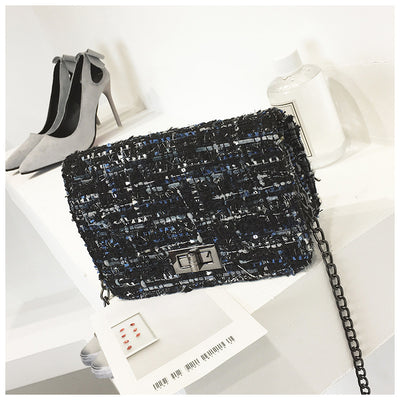 Bolso Mensajero Cuadrado Mini de Lana Coreano Ulzzang con Cadena para Mujer - Image 13