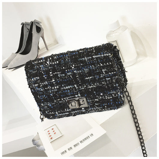 Bolso Mensajero Cuadrado Mini de Lana Coreano Ulzzang con Cadena para Mujer - Image 13