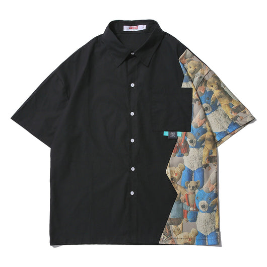 Playera de Algodón Estampada Stitching Tide - Cómoda y Versátil para Hombre y Mujer - Image 11