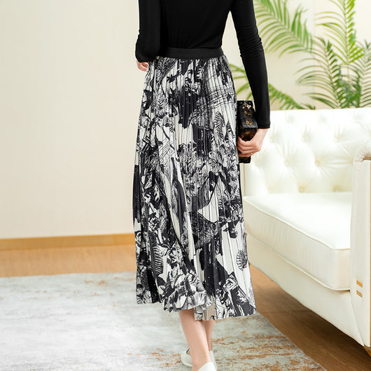 Falda Estampada Cintura Alta Corte A Línea Midi - Image 9