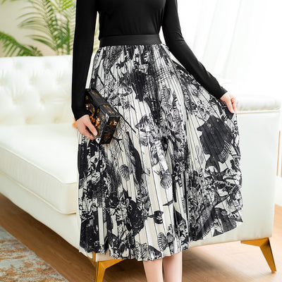 Falda Estampada Cintura Alta Corte A Línea Midi - Image 12