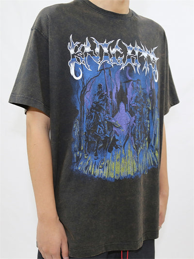 Camiseta Hip-hop Estilo Retro Knight de Manga Corta - Image 9