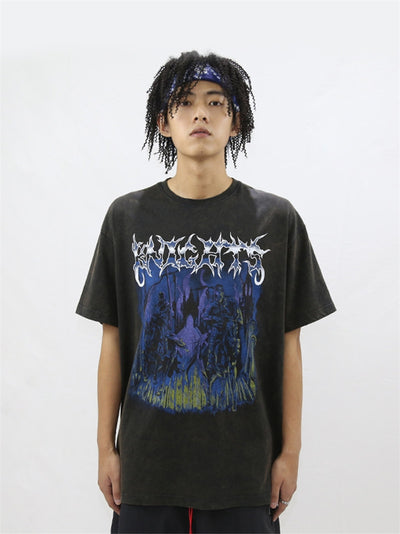 Camiseta Hip-hop Estilo Retro Knight de Manga Corta - Image 11