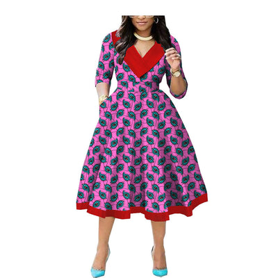 Vestido de Algodón Batik Étnico Africano con Estampado Doble Cara - Image 9
