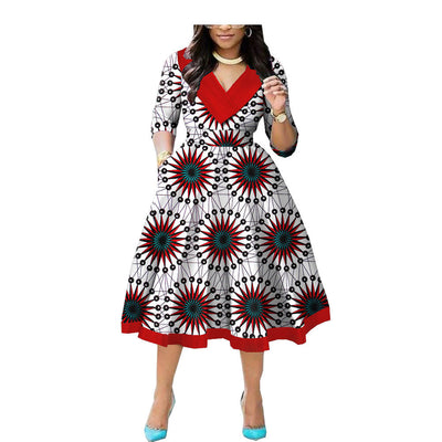 Vestido de Algodón Batik Étnico Africano con Estampado Doble Cara - Image 4